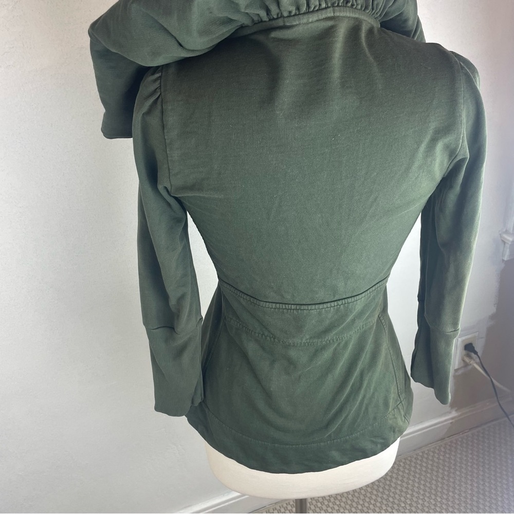 Olive Green Women's Zip Hoodie Sweatshirt - Picture 9 of 16